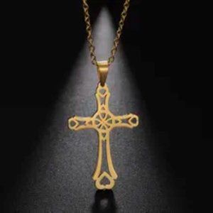 Irish Celtic Cross Pendant‎ Necklace Gold